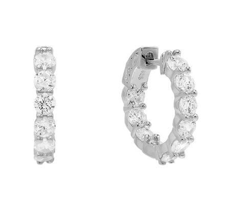 Custom 14K Gold Plated White Cubic Zircon Huggies Earrings for Weddings and Gifts in 925 Sterling Silver