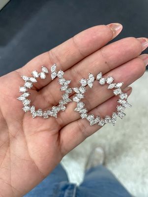 925 Sterling Silver Gold Plated Marquise Geometric Circle Stud Earrings for Women