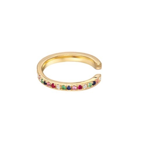 Γυναικεία Κλασικά Rainbow Pave Setting Cubic Zircon 925 Sterling Silver Ear Cuff Κοσμήματα