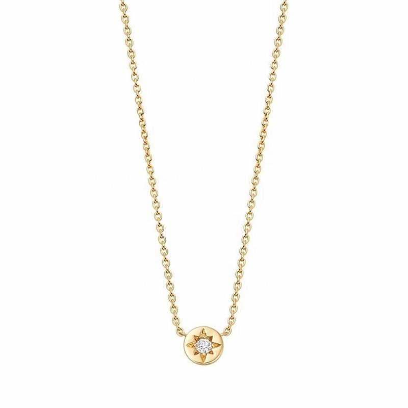 Χρυσό επιχρυσωμένο 925 Sterling Silver Starburst Διαμαντένιο δίσκο περιδέραιο για καθημερινή χρήση