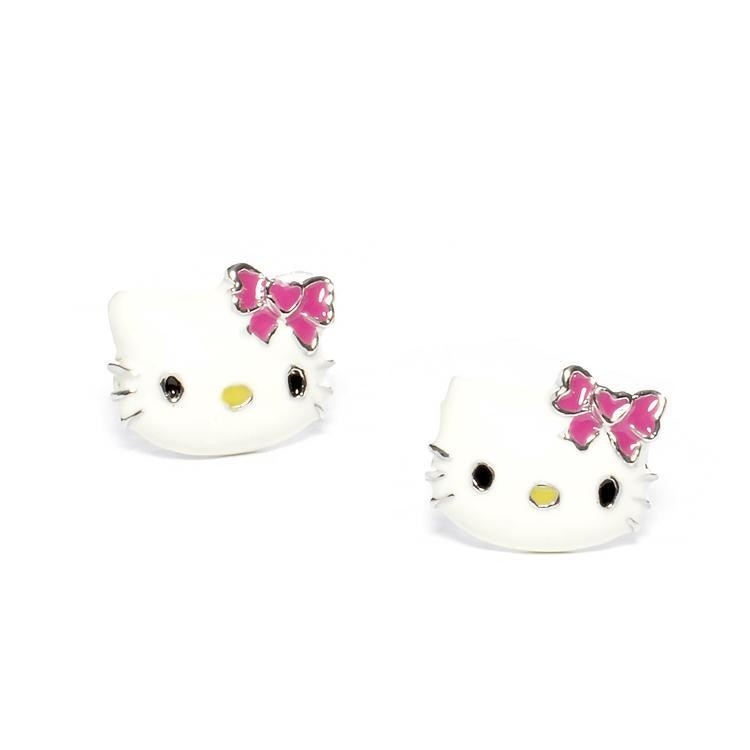 Χρωματιστά σκουλαρίκια Hello Kitty με μαύρο χρυσό και ασημένιο επίχρισμα