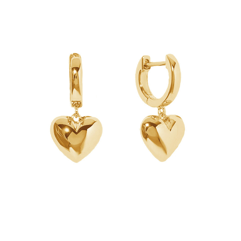 Λούξυ Heart Dangle Χρυσό επιχρυσωμένο Hoop σκουλαρίκια Sterling Silver 925 Κοσμήματα για γυναίκες