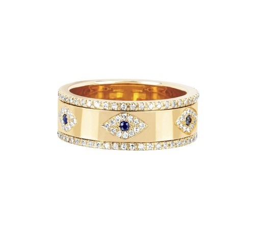 Μπλε Ζαφείρι Λευκό CZ Γυναίκες μάτι Eternity Band Brass Eternity Ring Για Γυναίκες