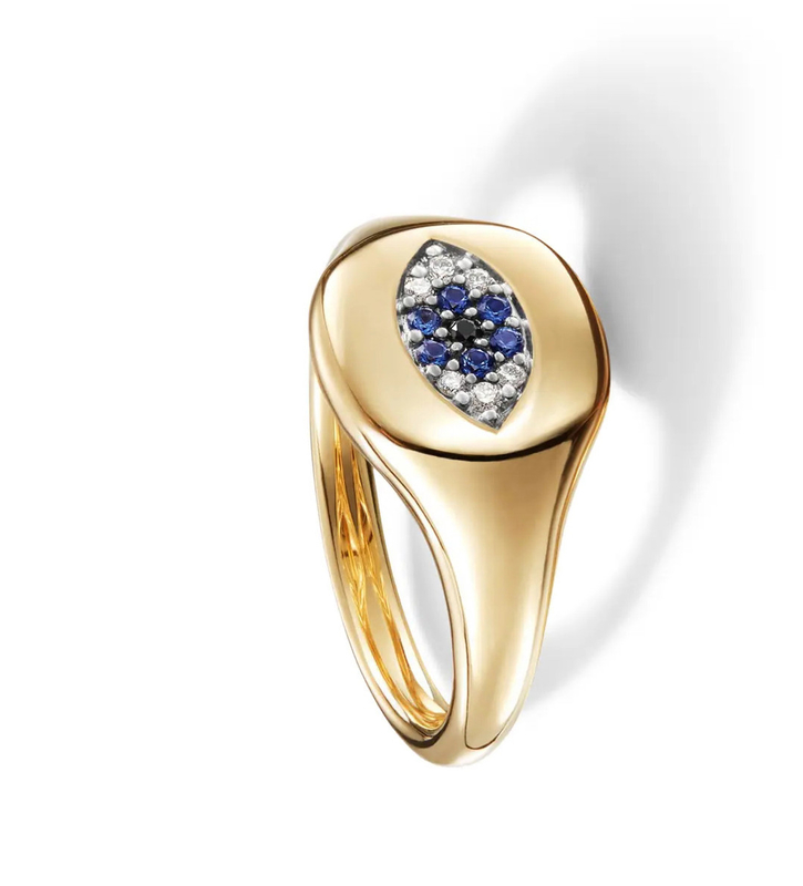 Βραζιλικά συλλεκτικά καλώδια Evil Eye Mini Pinky Ring 18K χρυσό λευκό CZ 925 ασήμι