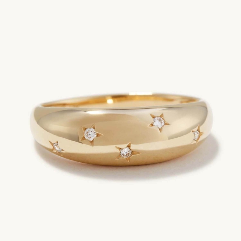 Δαχτυλίδια Αιώνιας Ομάδας Βραζιλία 18K Χρυσό Κοσμήματα Αστέρι 925 Στερλίνγκ Ασημένιο Θόλο Γυναικείο Δαχτυλίδι