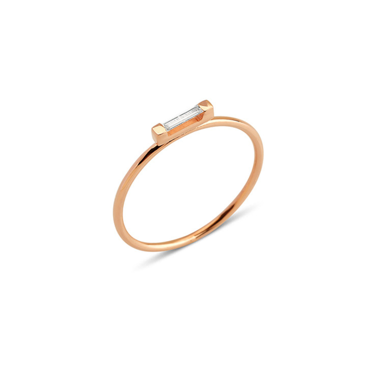 925 Sterling Silver Eco Friendly Mini Baguette Rings για γυναίκες Πραγματικά χρυσά κοσμήματα