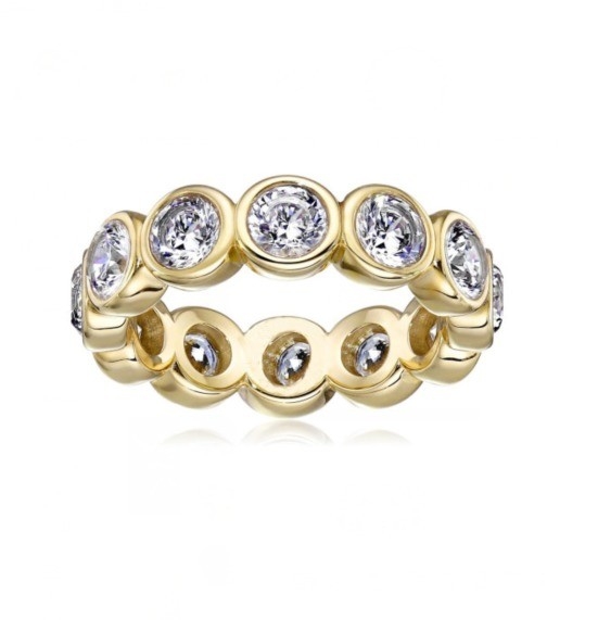 Κλασικό Ins 18K Χρυσό επιχρυσωμένο Bezel Setting CZ Eternity Band 925 Sterling Ασημένια δαχτυλίδια