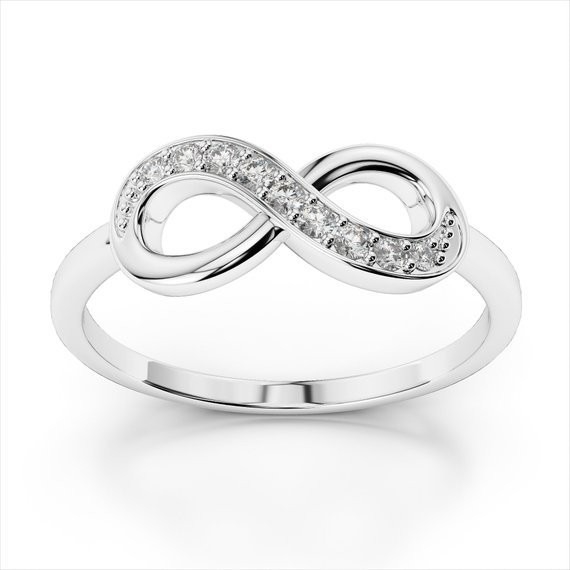 Λευκό CZ πέτρα Αγάπη άπειρο δαχτυλίδια σε 925 Sterling Ασημένιο για αιώνιο ρομαντισμό