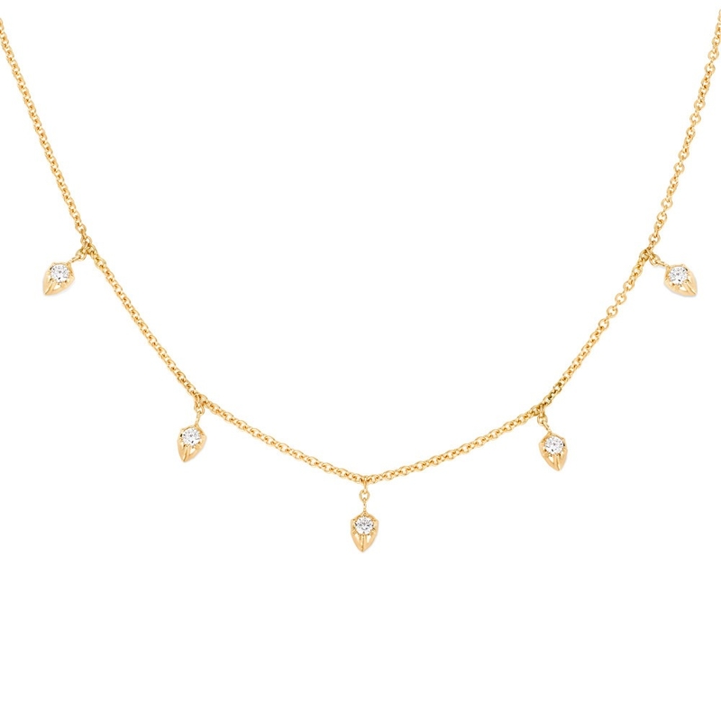 18K Χρυσή Αλυσίδα 925 Sterling Silver Fine Necklace για Γυναίκες Princess Cut Design