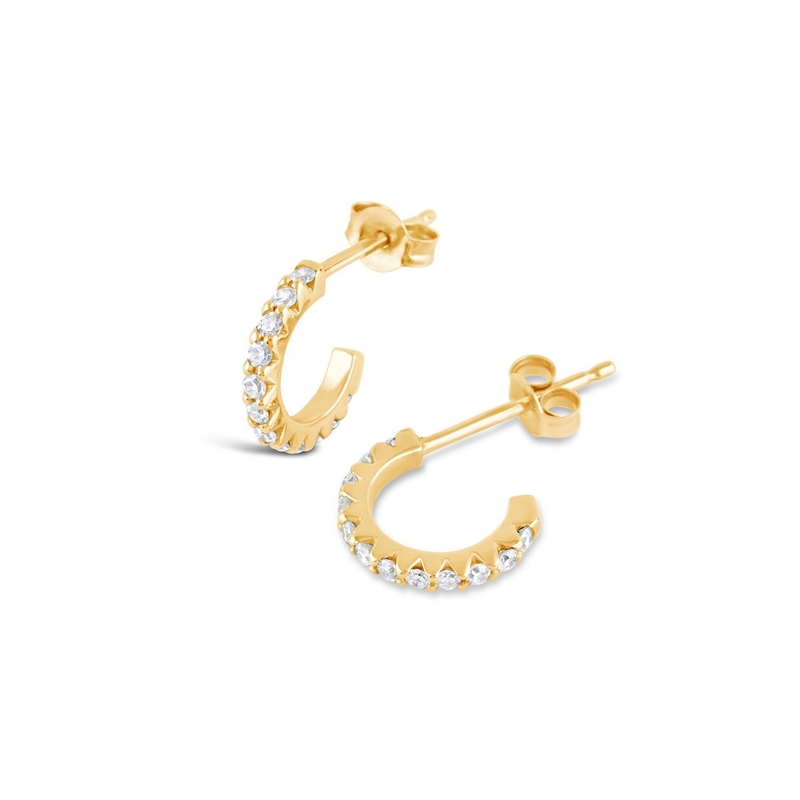 Χειροποίητο 18K Χρυσό επιχρισμένο Mini Cubic Zircon μικρά ανοιχτά σκουλαρίκια με Princess Cut