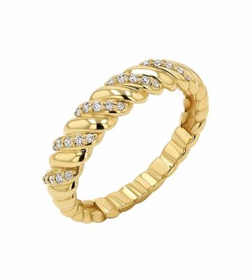 Χειροποίητο Twist Classic 925 Sterling Silver γυναικείο δαχτυλίδι κοσμήματα επιχρισμένα με 18K χρυσό