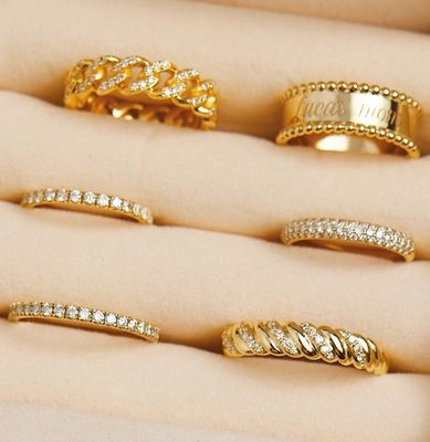 Χειροποίητο Twist Classic 925 Sterling Silver γυναικείο δαχτυλίδι κοσμήματα επιχρισμένα με 18K χρυσό