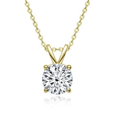 925 Ασημένιο Κεραυνό για Κορίτσια 18K Κίτρινο Χρυσό Στρογγυλό Κομμένο Σολιτάρι