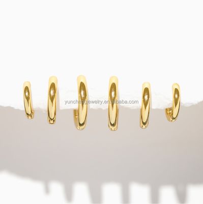 Ασημένιο Λεπτό Κοσμήματα Μινιμαλιστικό 18K Χρυσό 9MM 11MM 13MM Hoop Set για FedEx DHL UPS TNT EMS Shipping