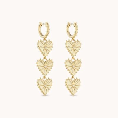 Χειροποίητο 14K χρυσαφένιο Dangle Multi Huggies Heart Charm σκουλαρίκια Τέλειο δώρο