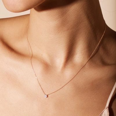 Δισκοειδές Μικρό 18K Χρυσό επιχρυσωμένο κολιέ διαμαντιού CZ για κορίτσια με κλασικό σχεδιασμό
