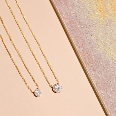 Δισκοειδές Μικρό 18K Χρυσό επιχρυσωμένο κολιέ διαμαντιού CZ για κορίτσια με κλασικό σχεδιασμό