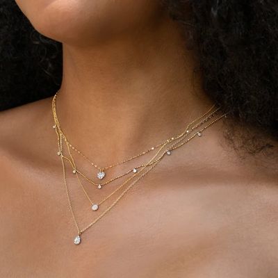 Δισκοειδές Μικρό 18K Χρυσό επιχρυσωμένο κολιέ διαμαντιού CZ για κορίτσια με κλασικό σχεδιασμό