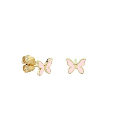 Μικρό λευκό σμάλτο πεταλούδα σχήμα 925 Sterling Silver Stud σκουλαρίκια με Express Shipping