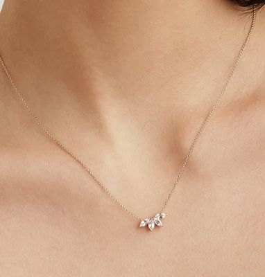 925 Ασημένιο 14K επιχρισμένο περιδέραιο 18 ιντσών Μαρκήσινο Τοπάζι Κεραυνό Και Λευκά Διαμάντια CZ