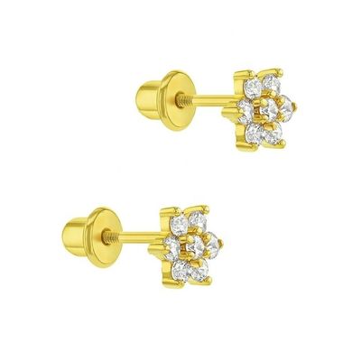 5MM 18k Χρυσό επιχρυσωμένα λουλούδια μωρά σκουλαρίκια Τέλειο δώρο για τα παιδιά σε 925 Sterling Silver