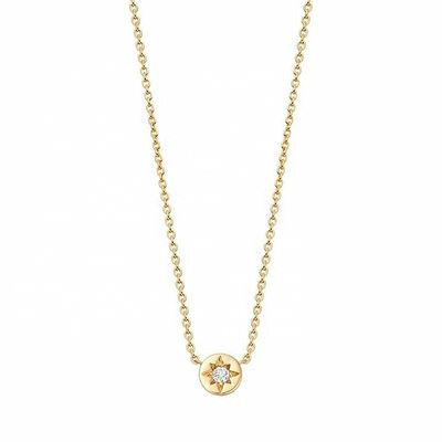 Χρυσό επιχρυσωμένο 925 Sterling Silver Starburst Διαμαντένιο δίσκο περιδέραιο για καθημερινή χρήση