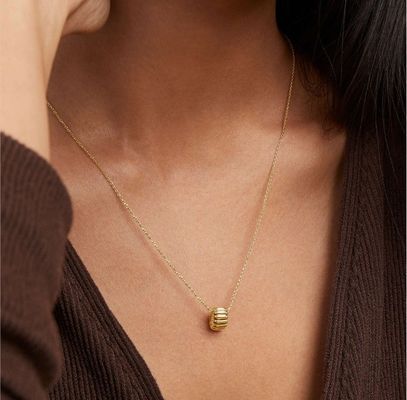 Χρυσό επιχρυσωμένο 925 Sterling Silver απλό μονόχρωμο κύκλο γοητευτικό μενταγιόν περιδέραιο OEM
