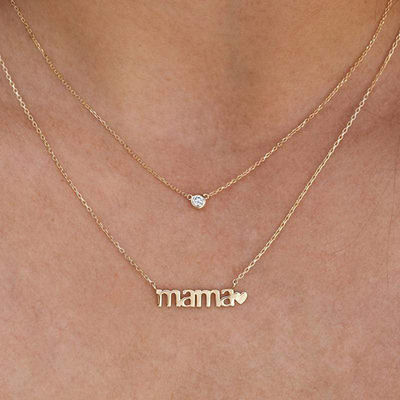 26 χιλιοστών 18K Χρυσό κολιέ MAMA Heart Κολιέ για την Ημέρα των Κυριών