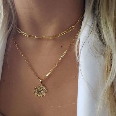 Χειροποίητο 925 Sterling Silver Double Pendant Paperclip Stacking Necklace με παράδοση 30 ημερών