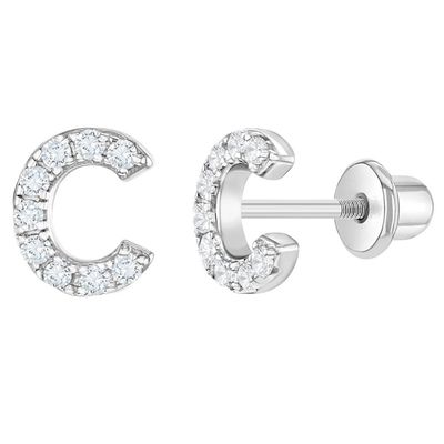 Λευκό CZ Αλυσίδα Στάουντ σκουλαρίκια Micron Pave Custom Αλυσίδα Στάουντ σκουλαρίκια