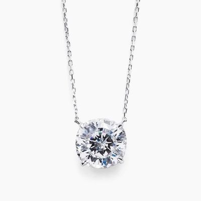 Elegant 18K Gold Plated Round Cut 925 Sterling Silver Necklace for Fashion Jewelry