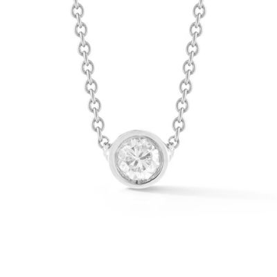 Απλό 925 Sterling Silver Solitaire Διαμαντένιο CZ περιδέραιο σε 7mm/10mm/15mm Μεγέθη πέτρας