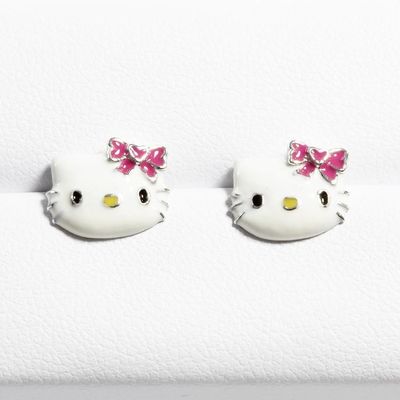 Χρωματιστά σκουλαρίκια Hello Kitty με μαύρο χρυσό και ασημένιο επίχρισμα