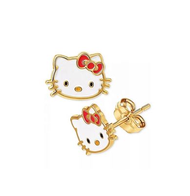 Χρυσά χρυσαφένια σκουλαρίκια Hello Kitty για κορίτσια σε 925 στερλινγκ ασήμι