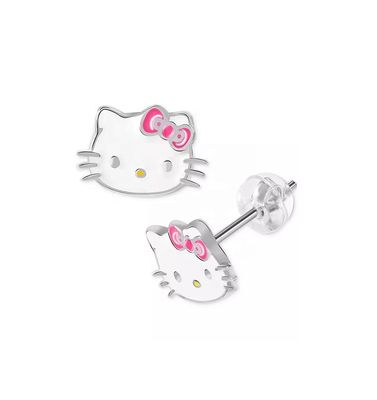 Χρυσά χρυσαφένια σκουλαρίκια Hello Kitty για κορίτσια σε 925 στερλινγκ ασήμι