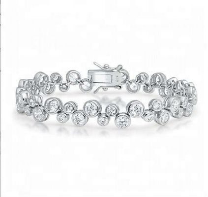 925 Sterling Silver Tennis βραχιόλι με λευκή πέτρα CZ και επιλογή ρύθμισης Bezel