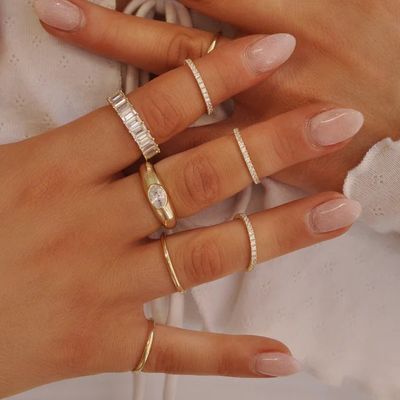 18K Χρυσό επιχρυσωμένο 2mm Stacking Thin Stainless Steel Ring Sets