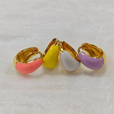 Καλα κοσμηματα Bold Dome Enamel Huggie 925 Ασημένια σκουλαρίκια