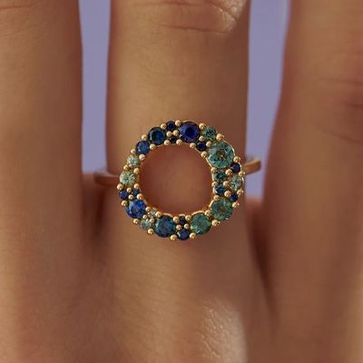 Χρυσό 18K Multi Colour σαφείρι Cubic Zircon 925 Sterling Silver γυναικείο δαχτυλίδι