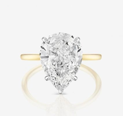 Βάση Λευκό Κουβικό Ζιρκόν Αχλάδι Κόψιμο Solitaire 925 Sterling Ασημένια Δαχτυλίδια Γάμου