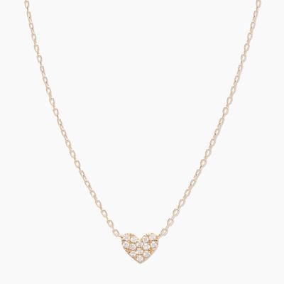 Καρδιά Pave Λευκό CZ Γυναικείο στρώμα 925 Sterling Ασημένιο περιδέραιο