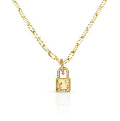 18K χρυσό μενταγιόν μενταγιόν Pave White CZ Link Chain περιδέραιο για αρραβωνιασμό
