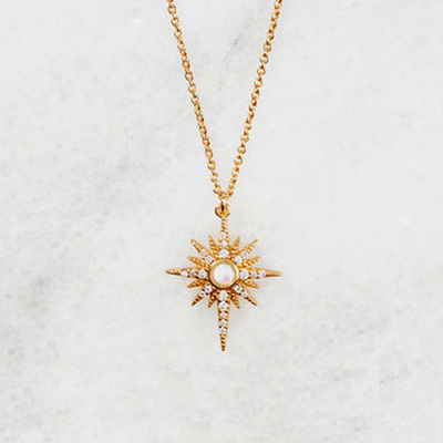 Όπαλο Χρυσό επιχρυσωμένο Starburst Pendant Necklace 925 Starburst Necklace Ασημένιο