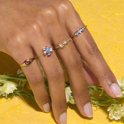 Μοντέλα Χρυσό επιχρισμένο 925 Sterling Silver Daisy CZ δαχτυλίδι γυναικεία κομψότητα αξεσουάρ