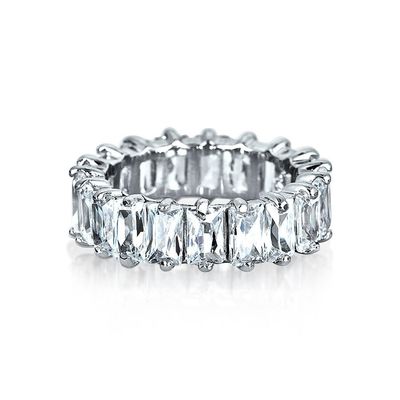 Διαυγές Σμαραγδένιο Κόψιμο CZ Infinity Wedding Band 925 Silver Infinity Wedding Rings