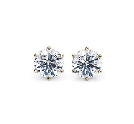 Έξι νύχια λευκά σκουλαρίκια CZ Stud 925 Sterling Silver 18K Cubic Zirconia Stud σκουλαρίκια