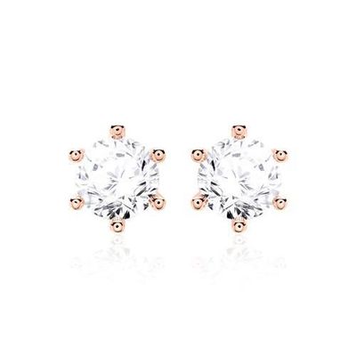 Έξι νύχια λευκά σκουλαρίκια CZ Stud 925 Sterling Silver 18K Cubic Zirconia Stud σκουλαρίκια