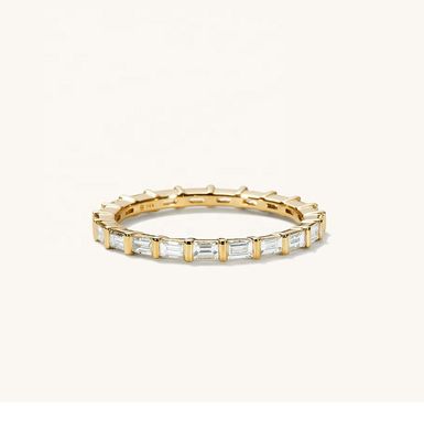 Λευκό δαχτυλίδι CZ 925 Sterling Silver Baguette Αιώνιο Δαχτυλίδι