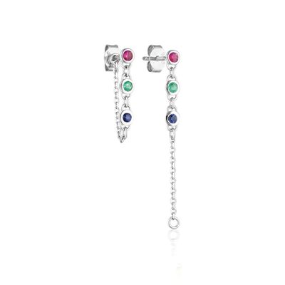 Κατέβασε το Bezel White Diamond 925 Sterling Silver Chain Earrings Φόση