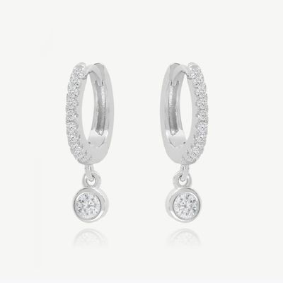 Χρυσό 18K S925 Ασημένιο Μικρό Huggies Single Bezel πέτρα Hoops σκουλαρίκια για γυναίκες